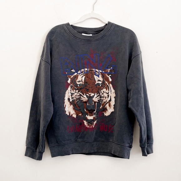 Anine Bing Tiger Sweatshirt Washed Black M - Picture 6 of 10